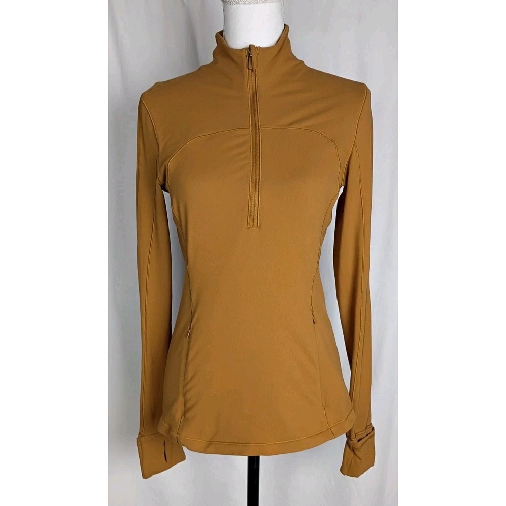 Lululemon Run Briskly Half Zip Spiced Bronze Sz 6 W3C0JS Mustard Brown Pullover